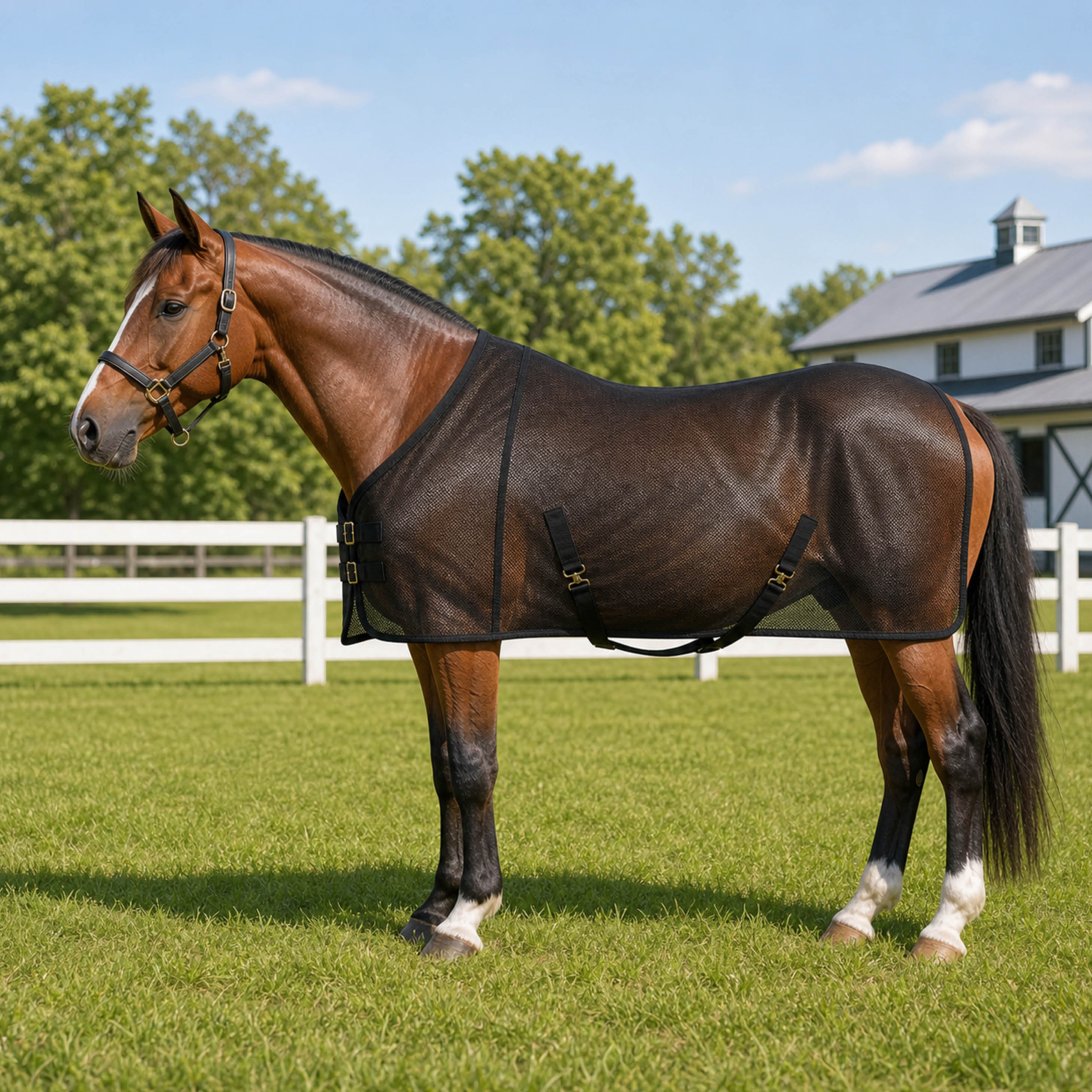 AeroGuard black breathable mesh summer fly sheet for horses - product image 01