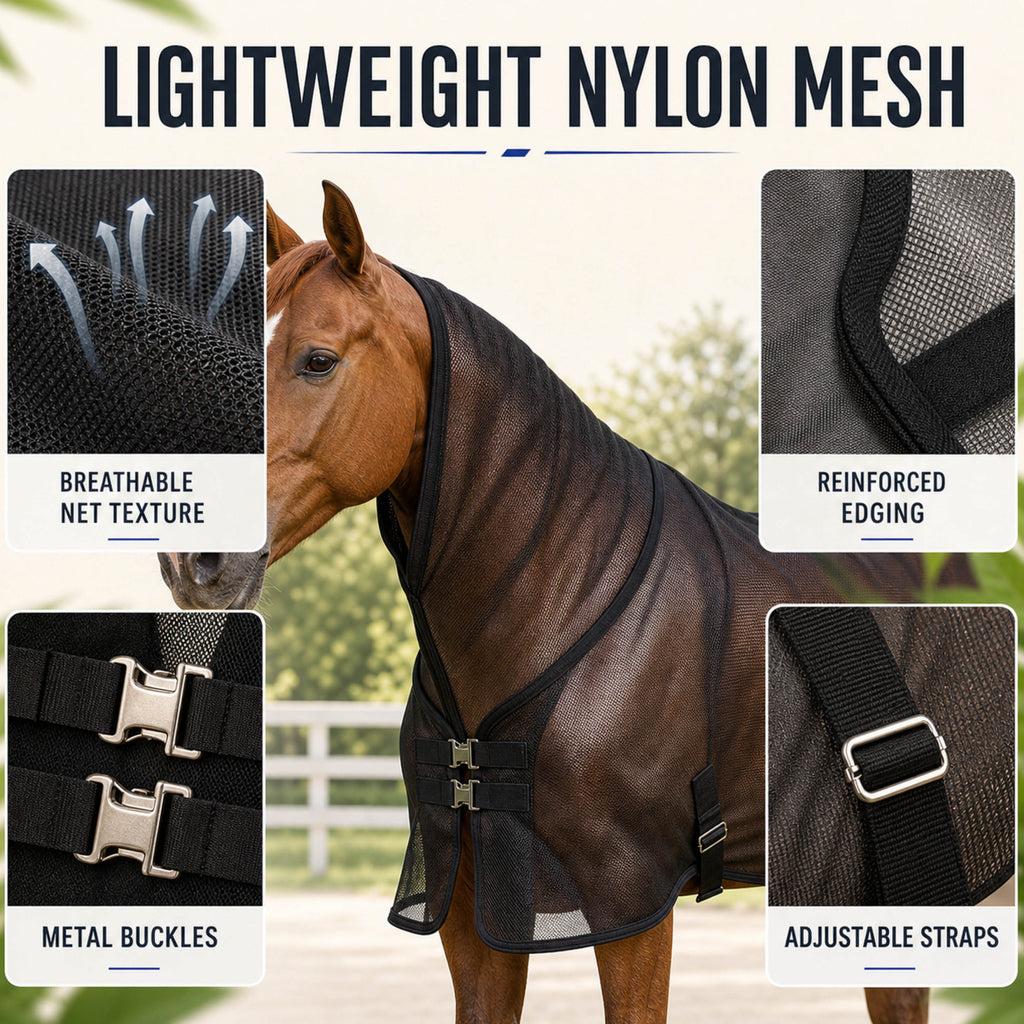 AeroGuard black breathable mesh summer fly sheet for horses - product image 04