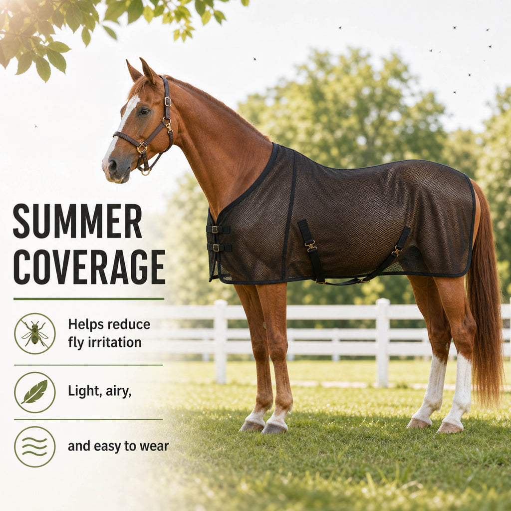 AeroGuard black breathable mesh summer fly sheet for horses - product image 05