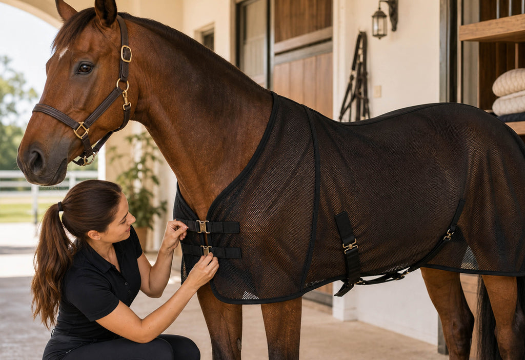 AeroGuard black breathable mesh summer fly sheet for horses - product image 12