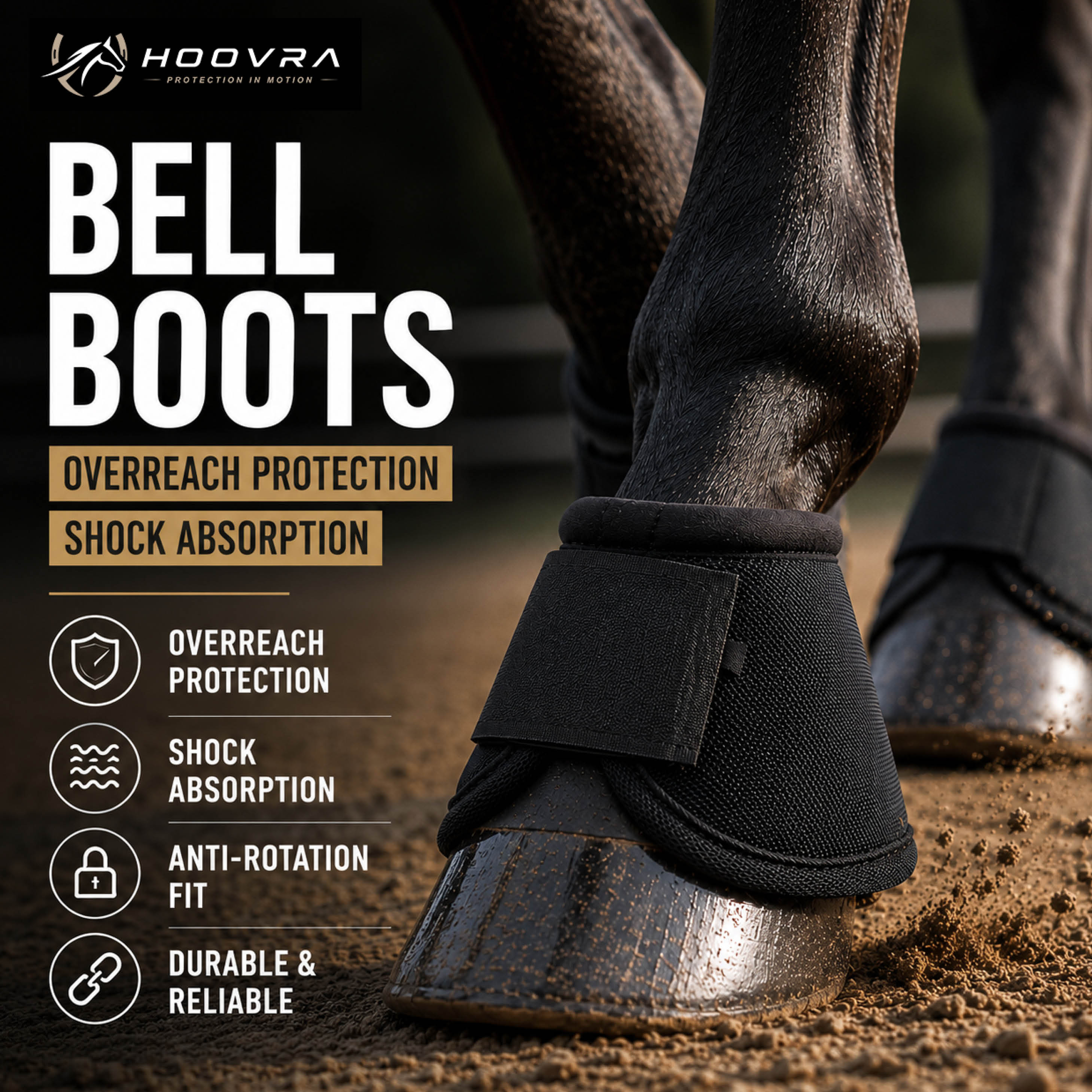 Hoovra Stride Shield contoured bell boots for horse hoof protection - product image 04