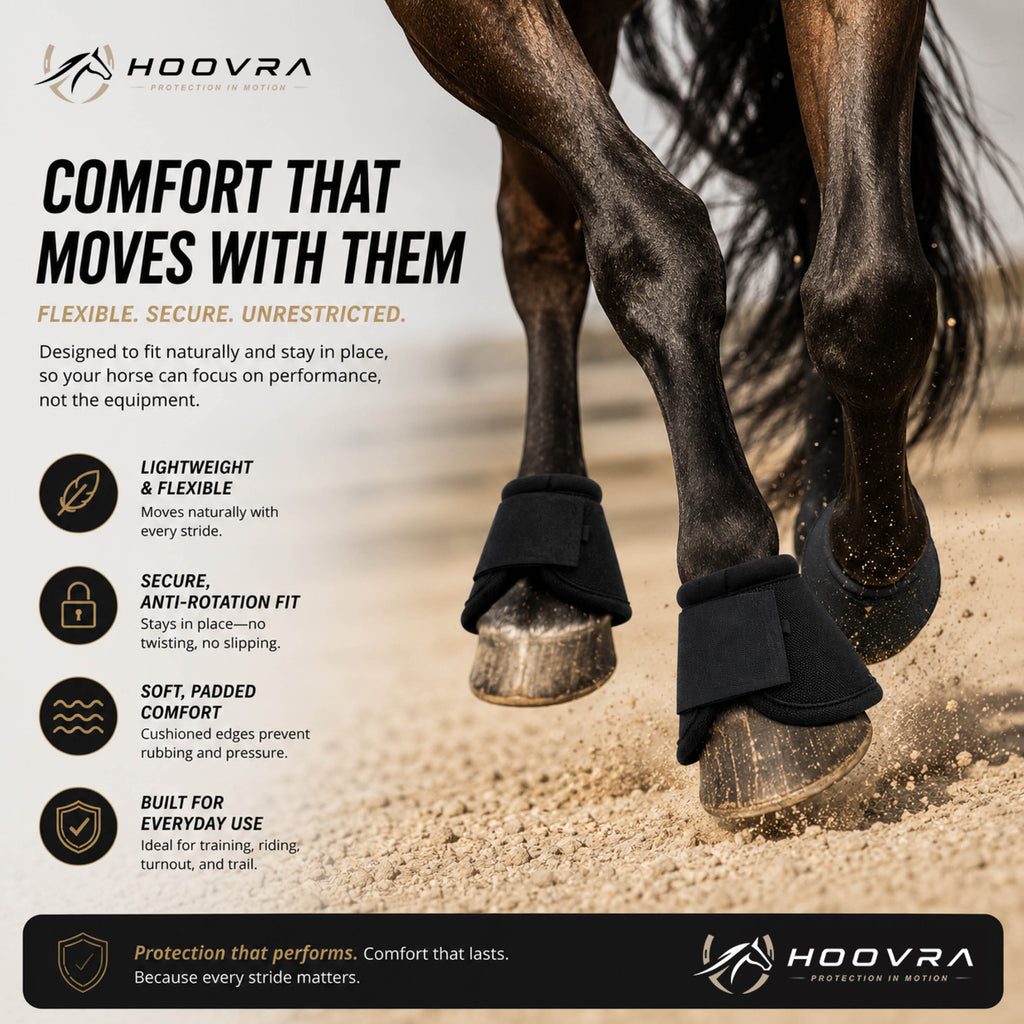 Hoovra Stride Shield contoured bell boots for horse hoof protection - product image 05
