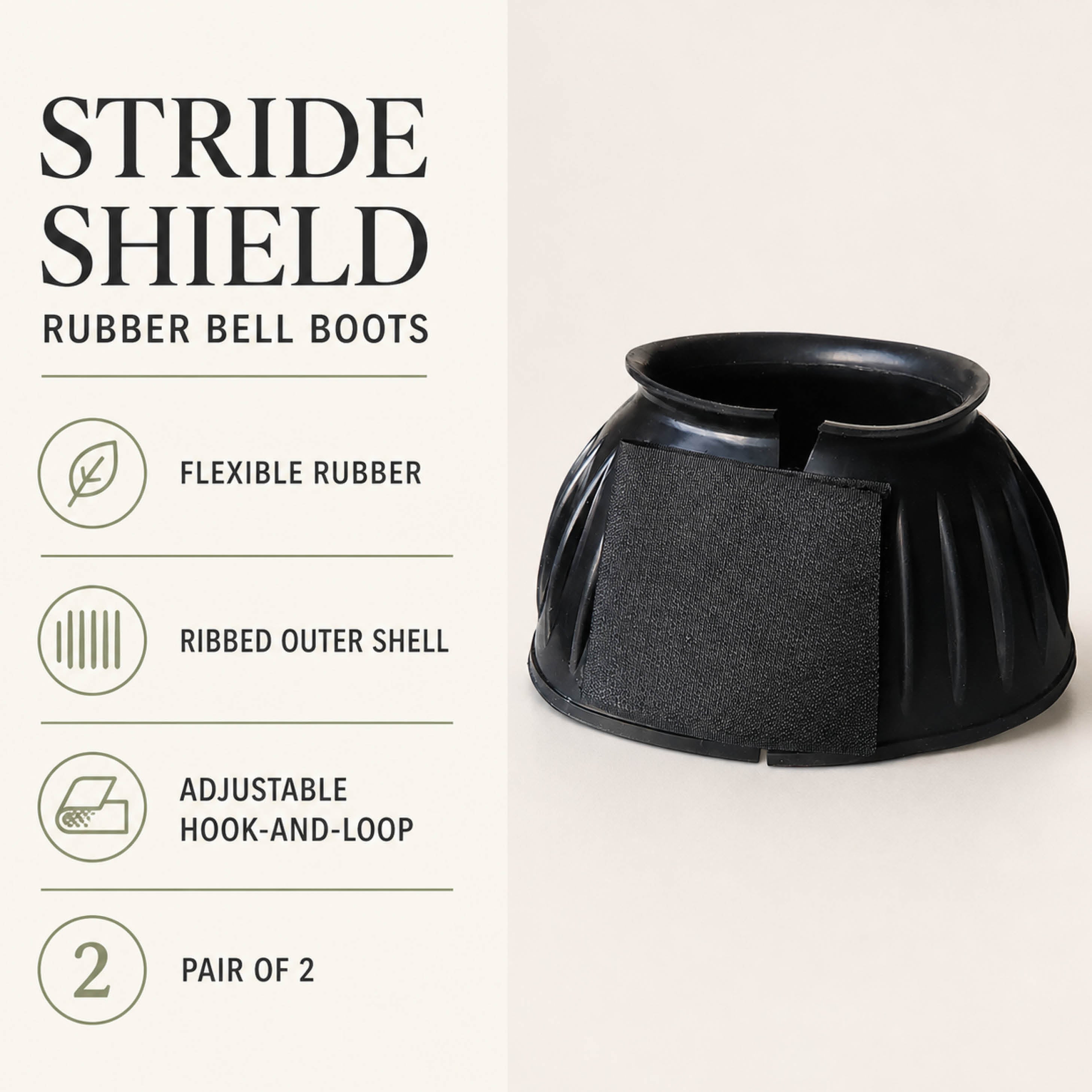 Stride Shield rubber bell boots for horse hoof protection - product image 04